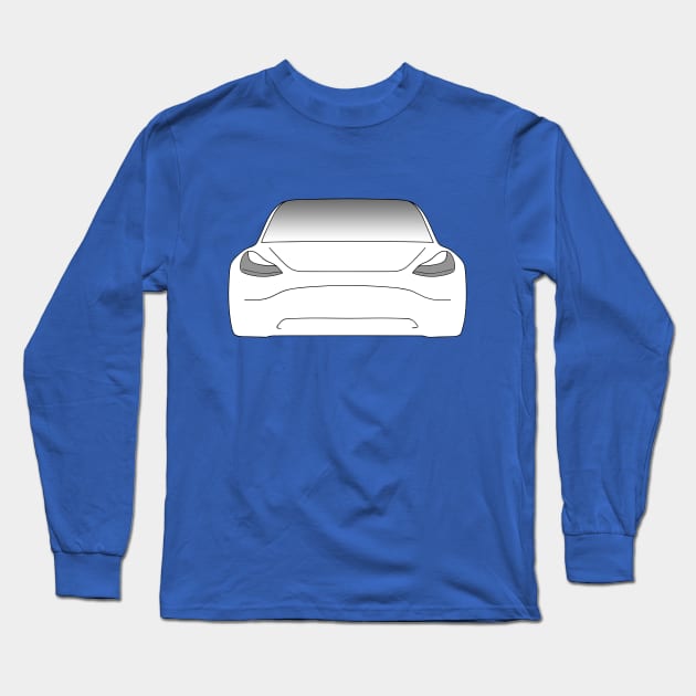 Tesla Model3 Front White Long Sleeve T-Shirt by dgc
